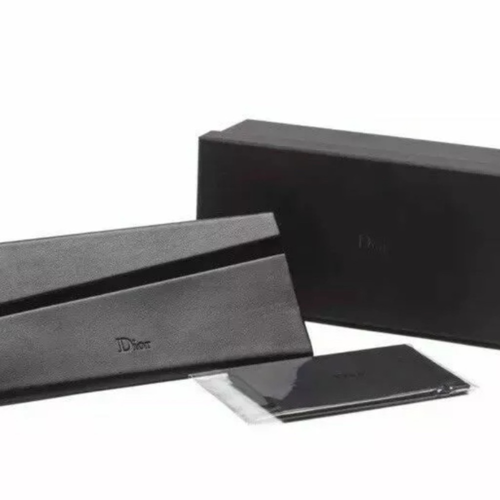Dior Black Luxury leather sunglasses case foldable, cleaning cloth ,box New